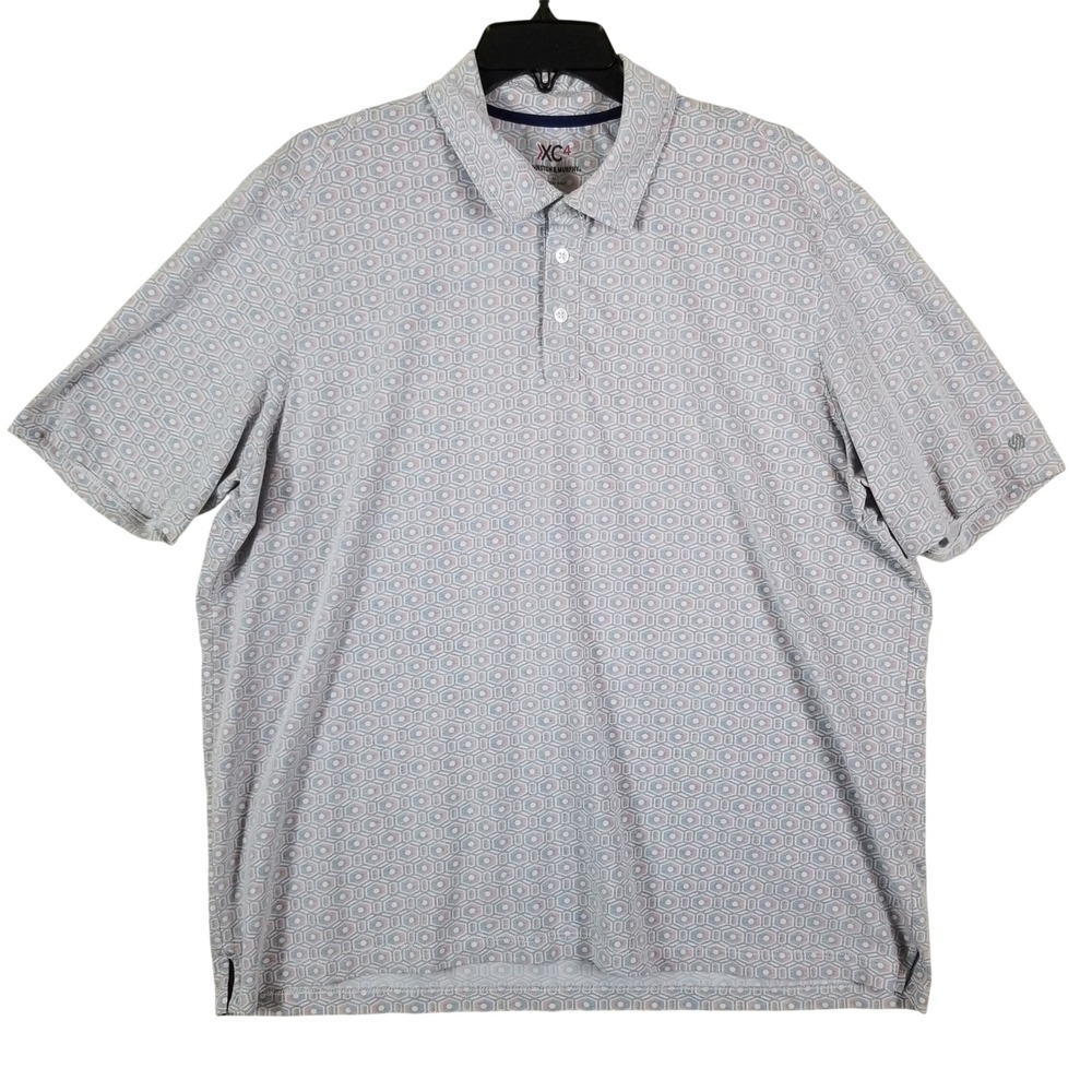 Johnston & Murphy XC4 Men XL Polo Shirt Geometric Hexagon Pima Cotton Blend